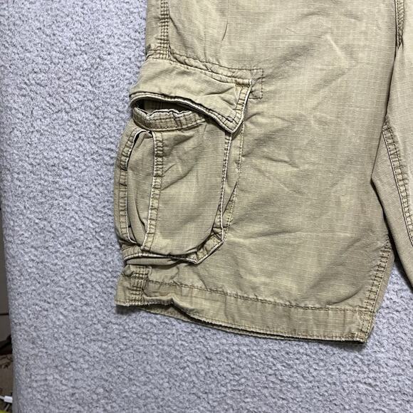 American Eagle Cargo Shorts Mens 30 Tan Khaki Ripstop Military Y2K Cotton Long - Picture 9 of 15